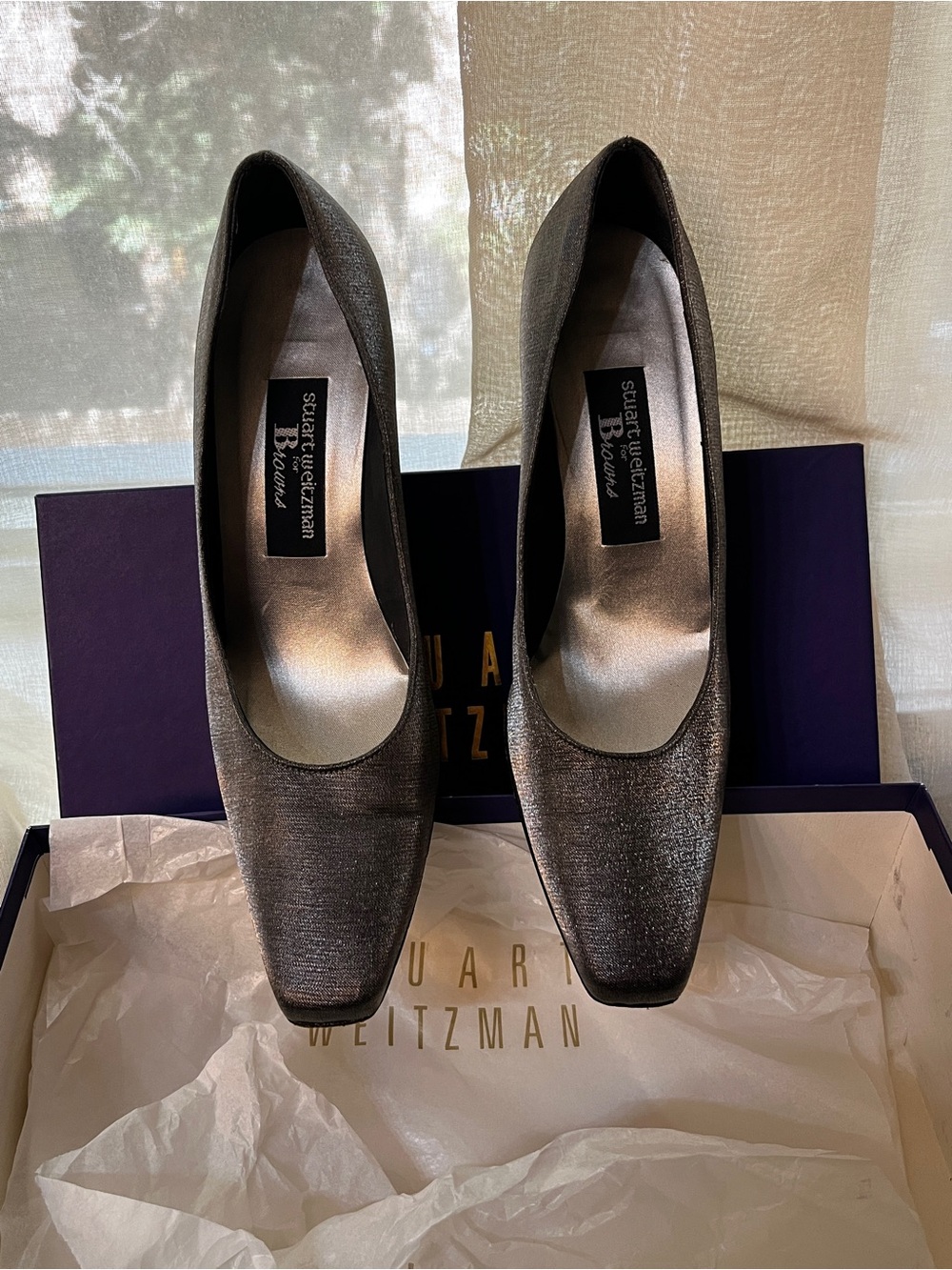 Stuart Weitzman Satin Pointed Toe Pumps